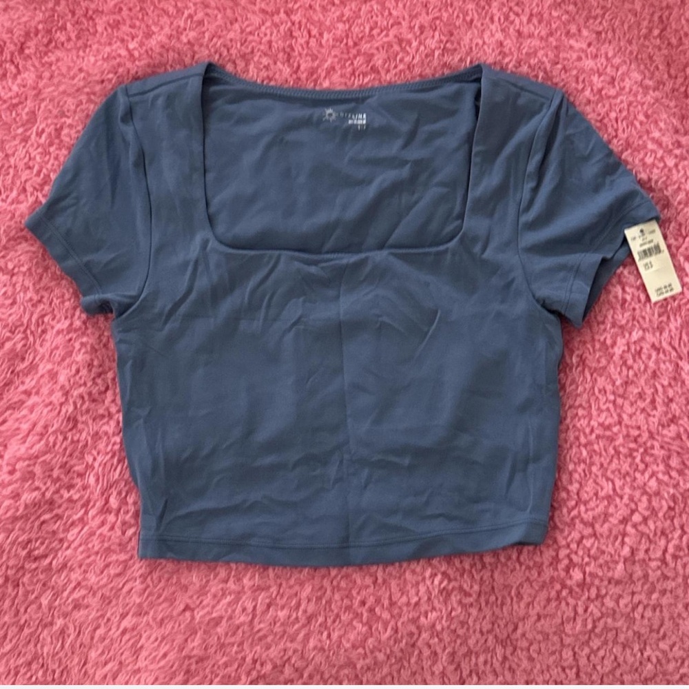 Aerie Blue Short Sleeve Fitted Bodysuit - Picture 2 of 4